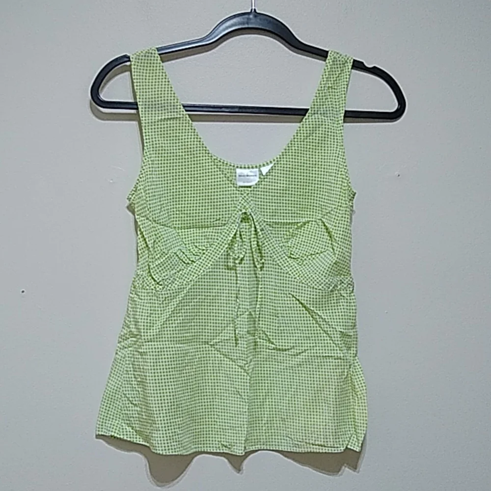 Isaac Mizrahi Vintage Silk Green Polka Dot Sleeveless Top - Picture 1 of 4